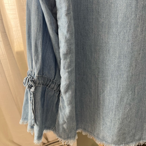 Rails Zimi chambray denim frayed tie sleeve top small - Picture 9 of 11